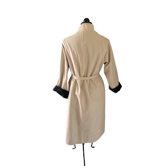 Stanbrooke Womens Trench Coat Size M Black Tan Cotton Blend Reversible Vintage - Picture 3 of 11